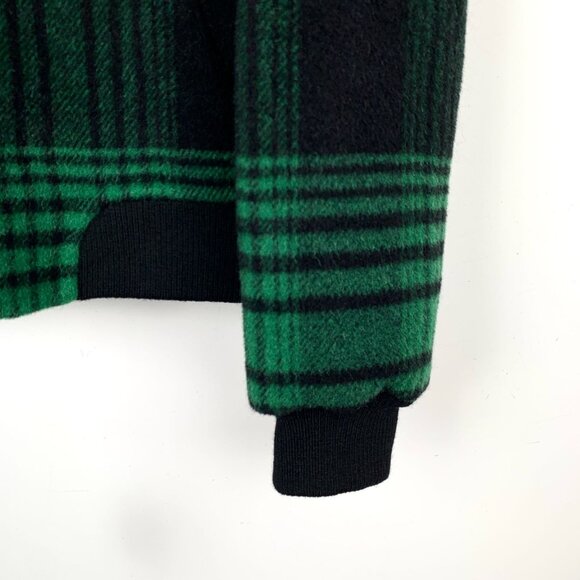 Louis Vuitton Green & Black Plaid Wool Hooded Zip-Up Jacket With Leather Patch D - Picture 5 of 8
